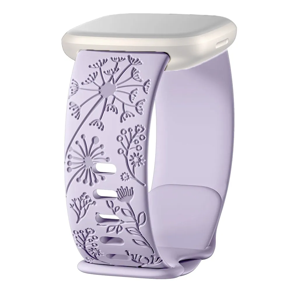 Buy Floral Engraved Strap For Fitbit Sense 2 Band (Maroon)