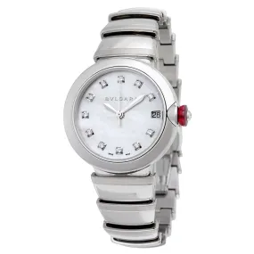 Bvlgari LVCEA Automatic White Mother of Pearl Diamond Dial Stainless Steel Ladies Watch 102199