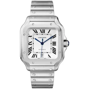 Cartier Santos Large 39.8mm WSSA0018 Silver Roman Dial, Worn