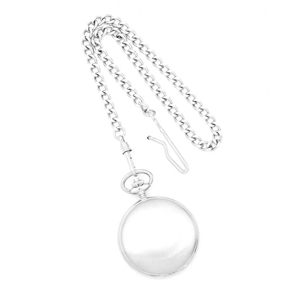 Charles Hubert Paris: White Skeleton Dial Chrome Finish Brass Pocket Watch 3594