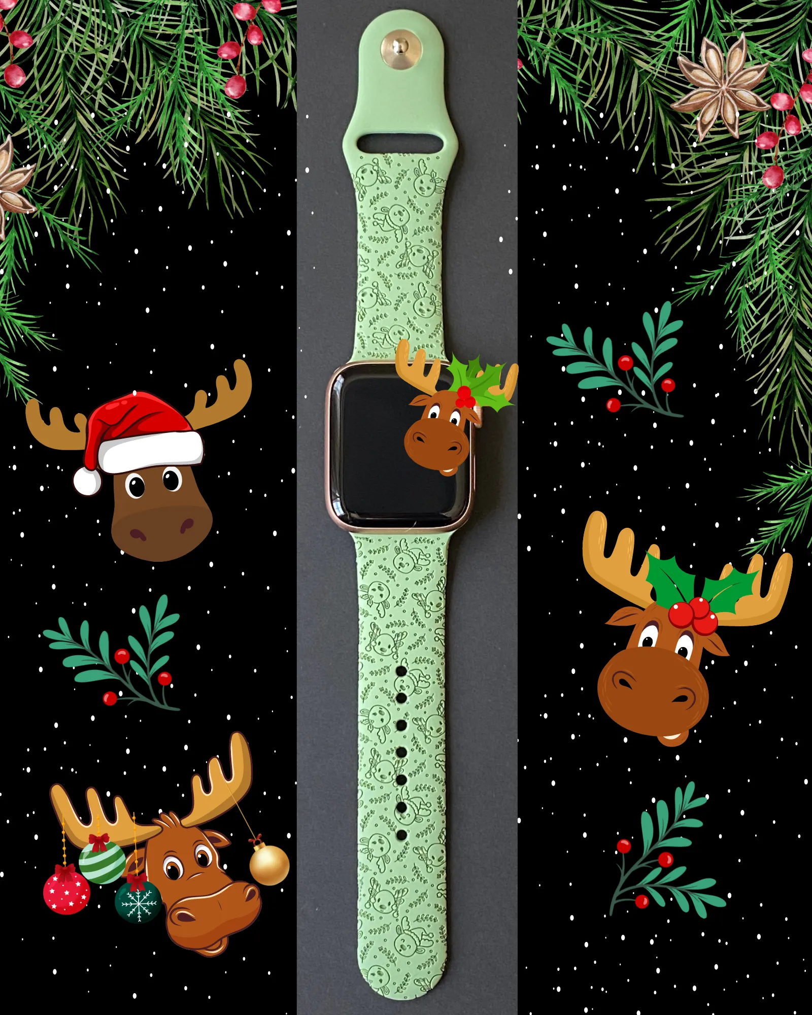 Christmas Moose Watch Band For Apple Watch