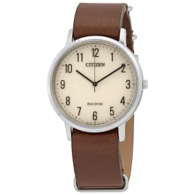 Citizen White Dial Brown Leather Men's Watch BJ6501-28A