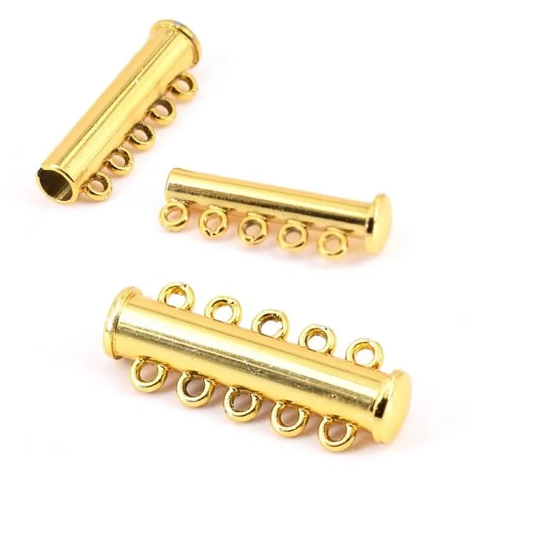Clasp Sliding 5 Rows Magnetic Golden Brass 28mm (1)