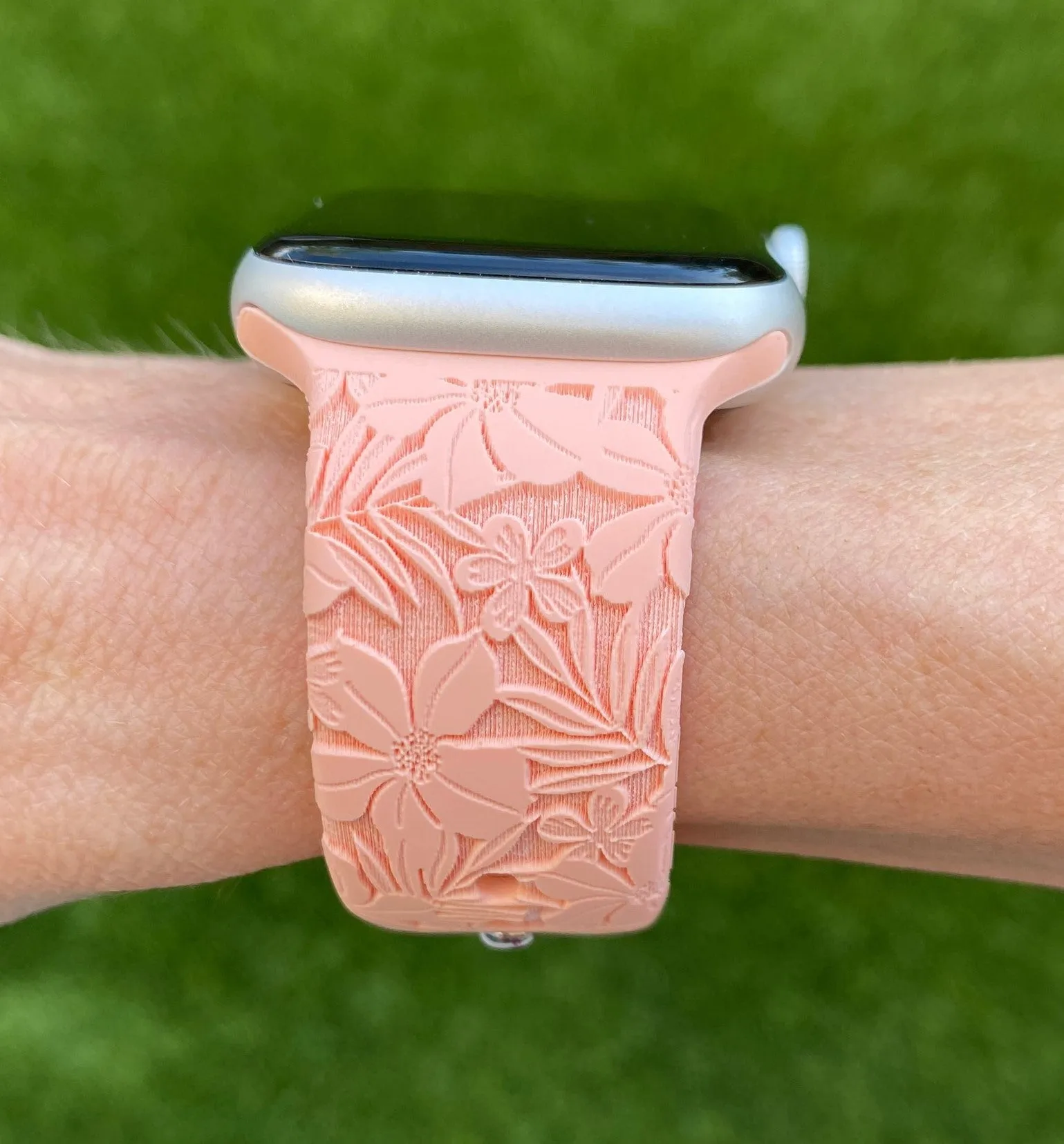 Coral Peach Hibiscus Apple Watch Band