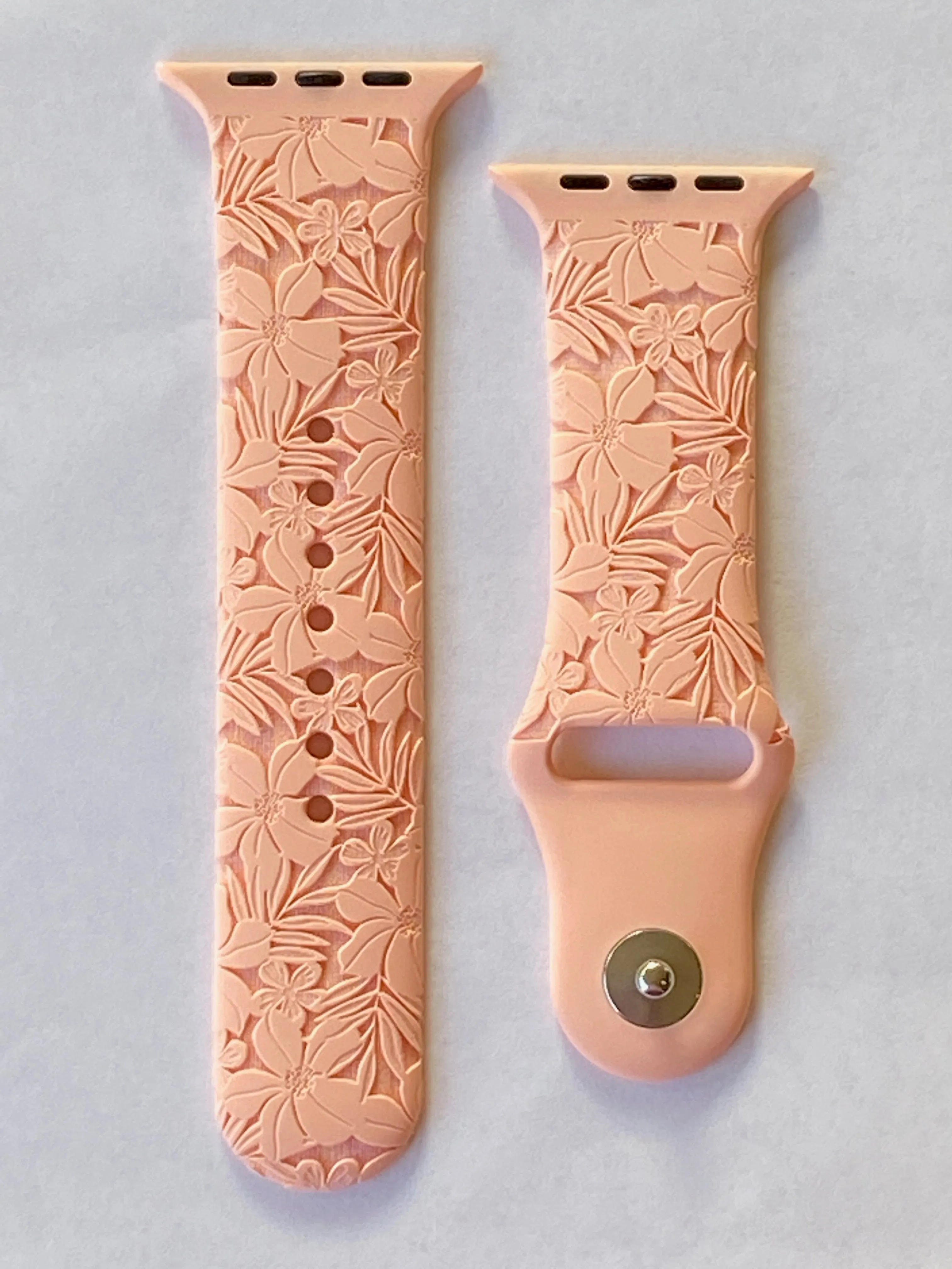 Coral Peach Hibiscus Apple Watch Band