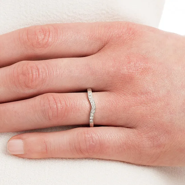 Curved Diamond Wedding Ring in Platinum