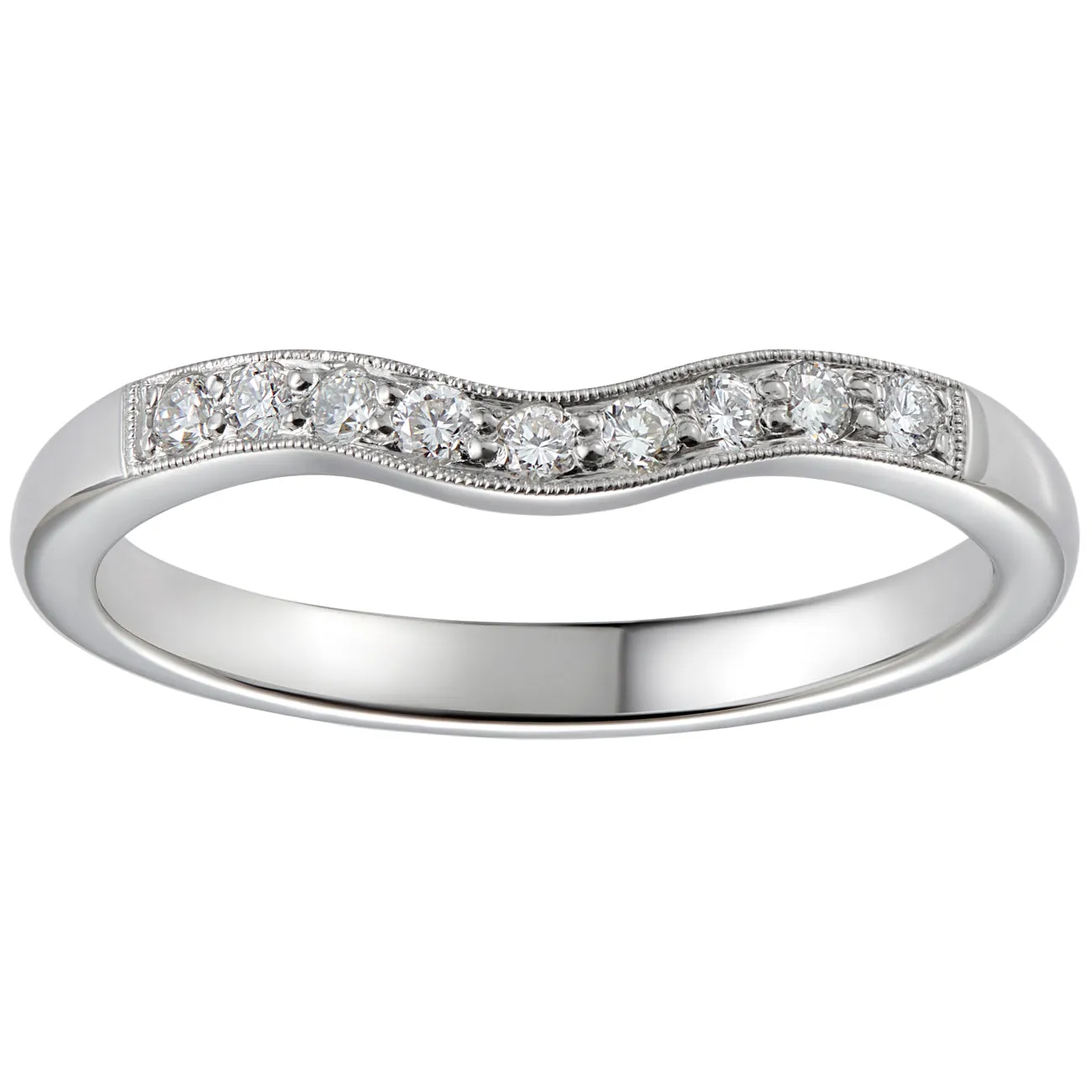 Curved Diamond Wedding Ring in Platinum