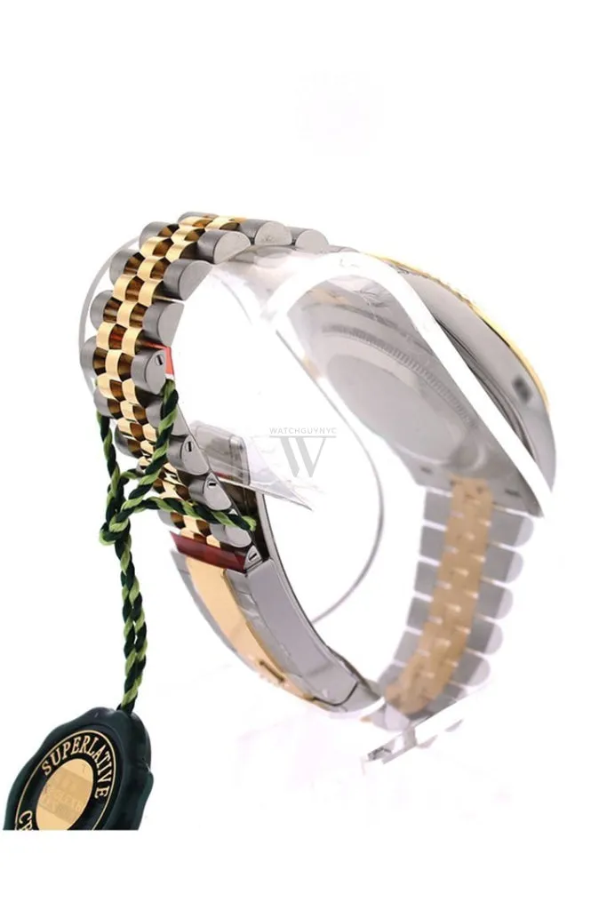 Custom Diamond Bezel Rolex Datejust 31 Champagne Floral Motif Roamn Dial Two Tone 18K Gold Jubilee Ladies Watch 178243 Pre-owned