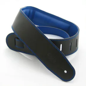 DSL 2.5" Padded Garment Leather Guitar Strap - Black/Blue