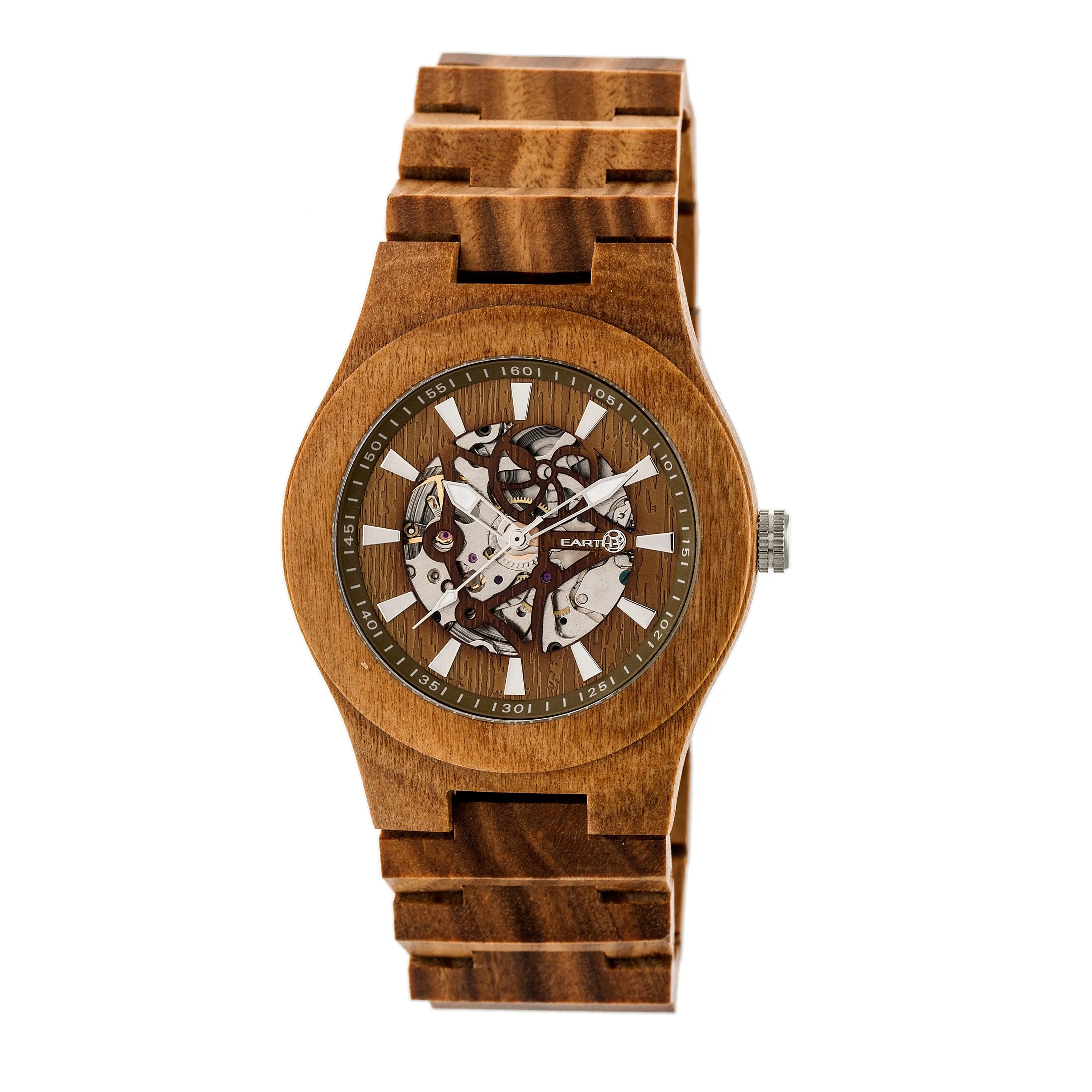 Earth Wood Gobi Automatic Skeleton Bracelet Watch - Olive