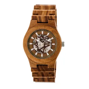 Earth Wood Gobi Automatic Skeleton Bracelet Watch - Olive