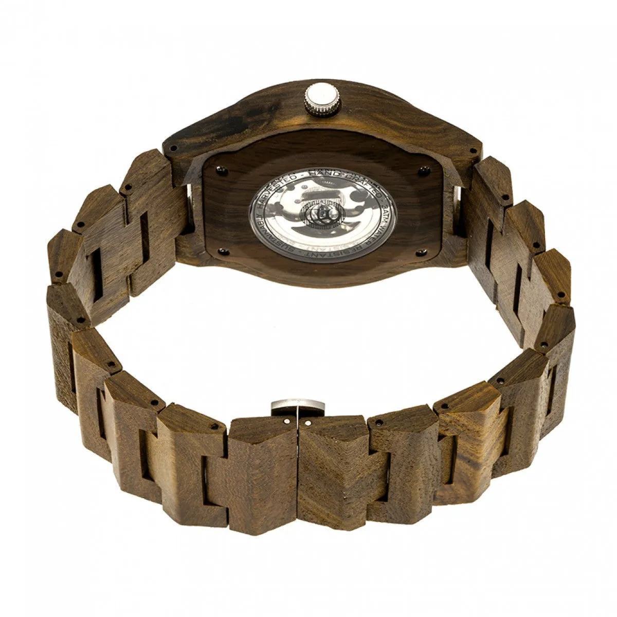 Earth Wood Gobi Automatic Skeleton Bracelet Watch - Olive