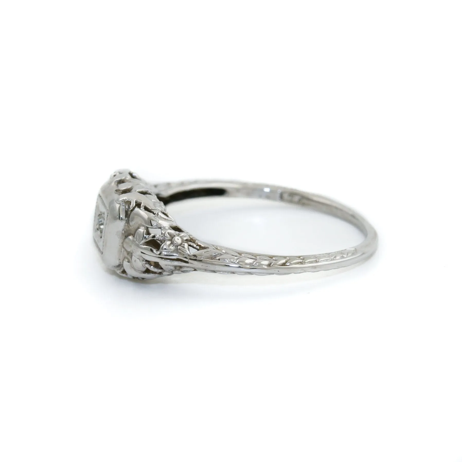 Elsa Art Deco 14k White Gold Ring