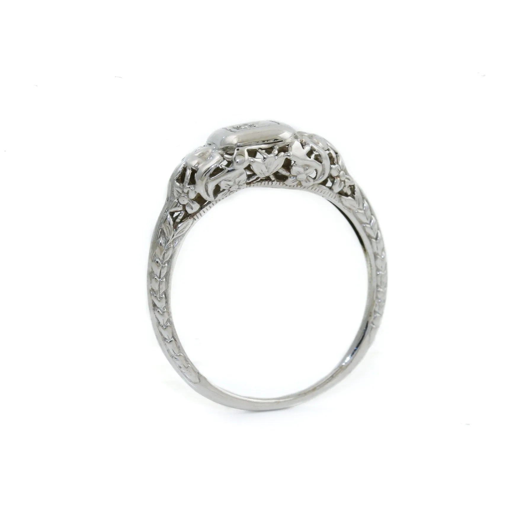 Elsa Art Deco 14k White Gold Ring