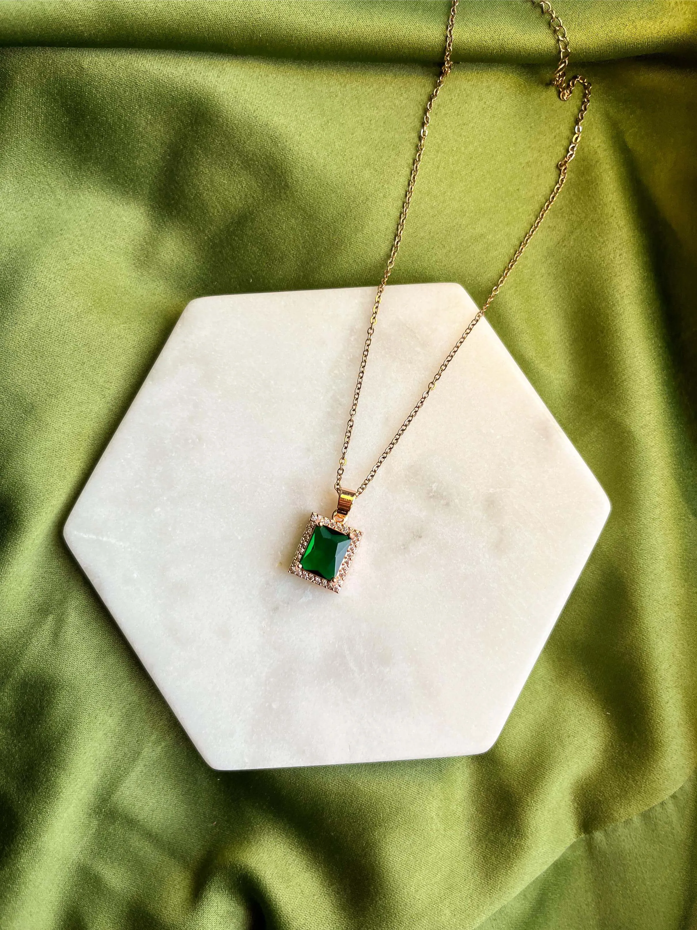 Emerald Promise Stainless Steel Necklace Women