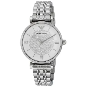 Emporio Armani White Crystal Pave Dial Stainless Steel Ladies Watch AR1925