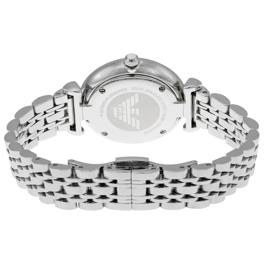 Emporio Armani White Crystal Pave Dial Stainless Steel Ladies Watch AR1925