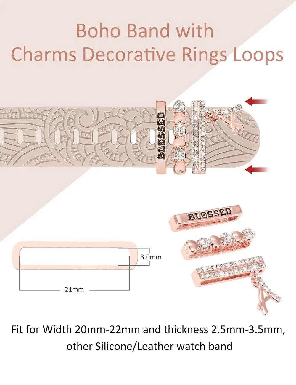 Engraved Silicone Apple Watch Bands With Cute Charms