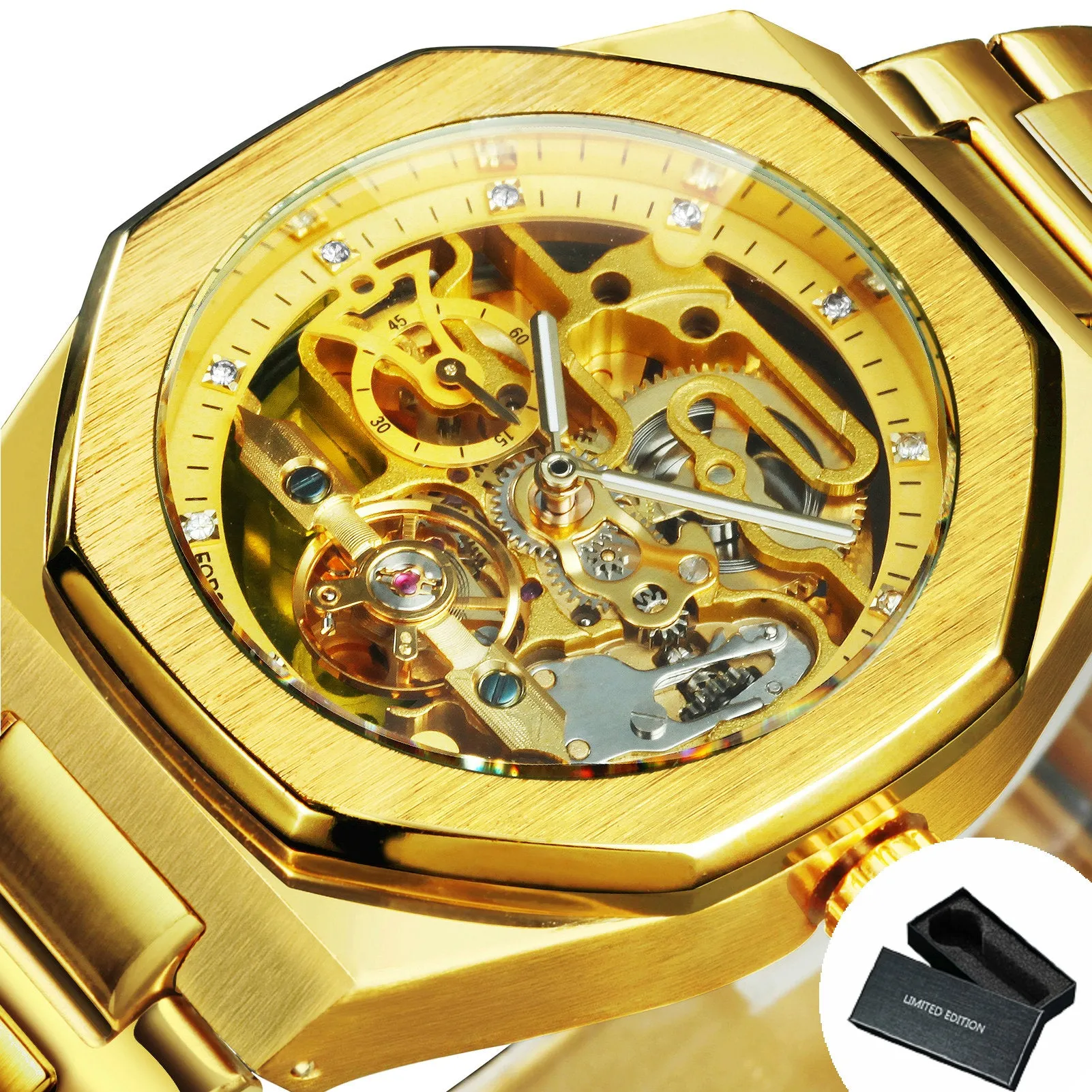 Fashion Tourbillion Skeleton Automatic Mechanical Watch for Men Luminous Hands Luxury Stainless Steel Strap Forsining Mens Watches