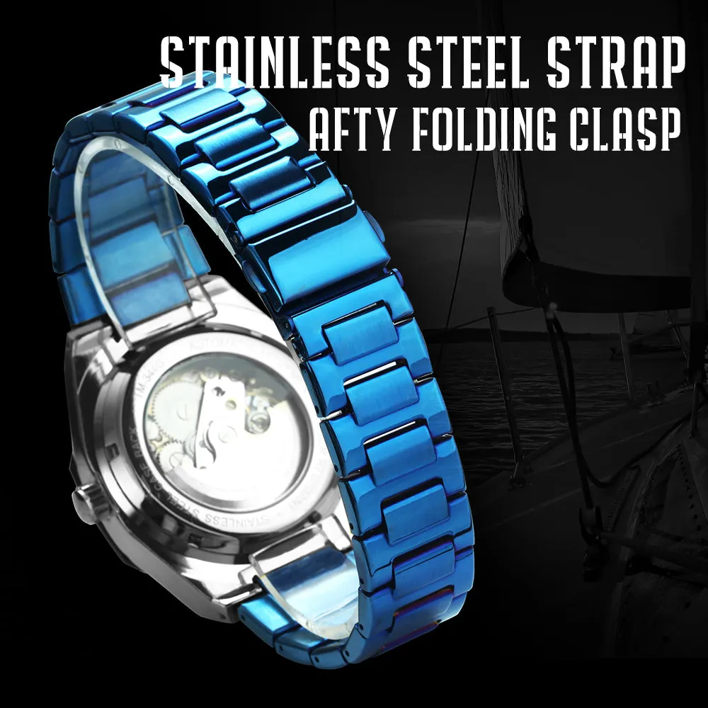 Fashion Tourbillion Skeleton Automatic Mechanical Watch for Men Luminous Hands Luxury Stainless Steel Strap Forsining Mens Watches