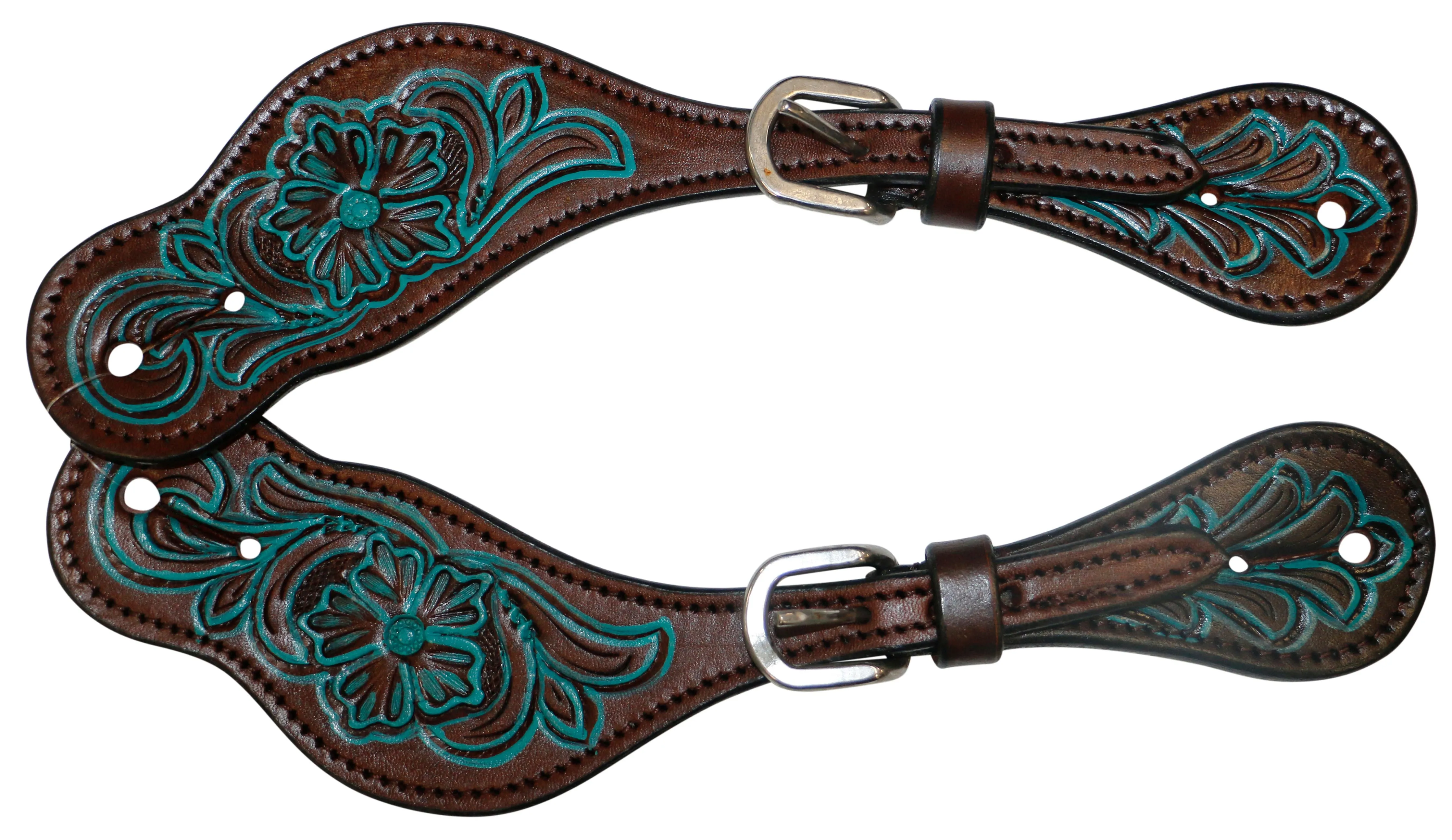 Fort Worth Turquoise Flower Spur Straps