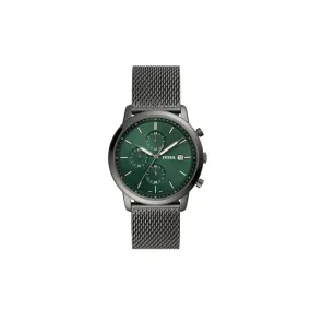 Fossil Minimalist Chronograph Smoke Stainless Steel Mesh Watch