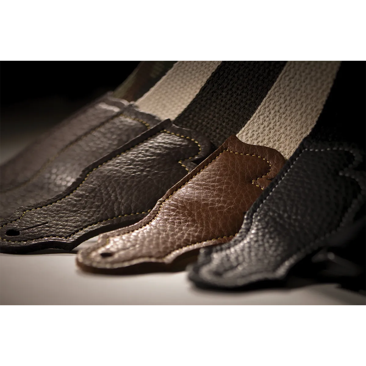 Franklin 2 Inch Black Cotton Strap with Pebbled Black Glove Leather End Tab