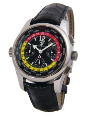 Girard Perregaux Worldtimer WW TC Black Dial Chronograph GMT Men's Watch 49800-22-654-BA6A