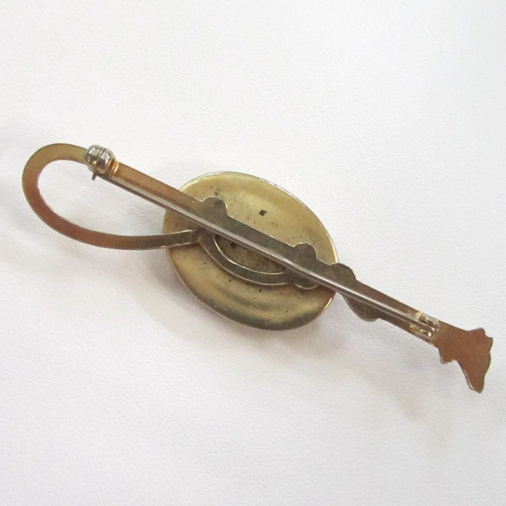 Gold-Filled Reverse-Painted Horse Brooch/Pin