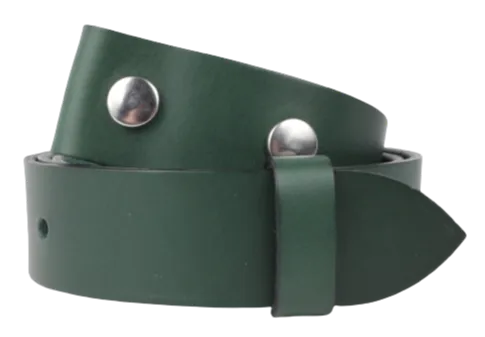 Green 1.25 Inch (32mm) Buckleless Leather Belt Strap