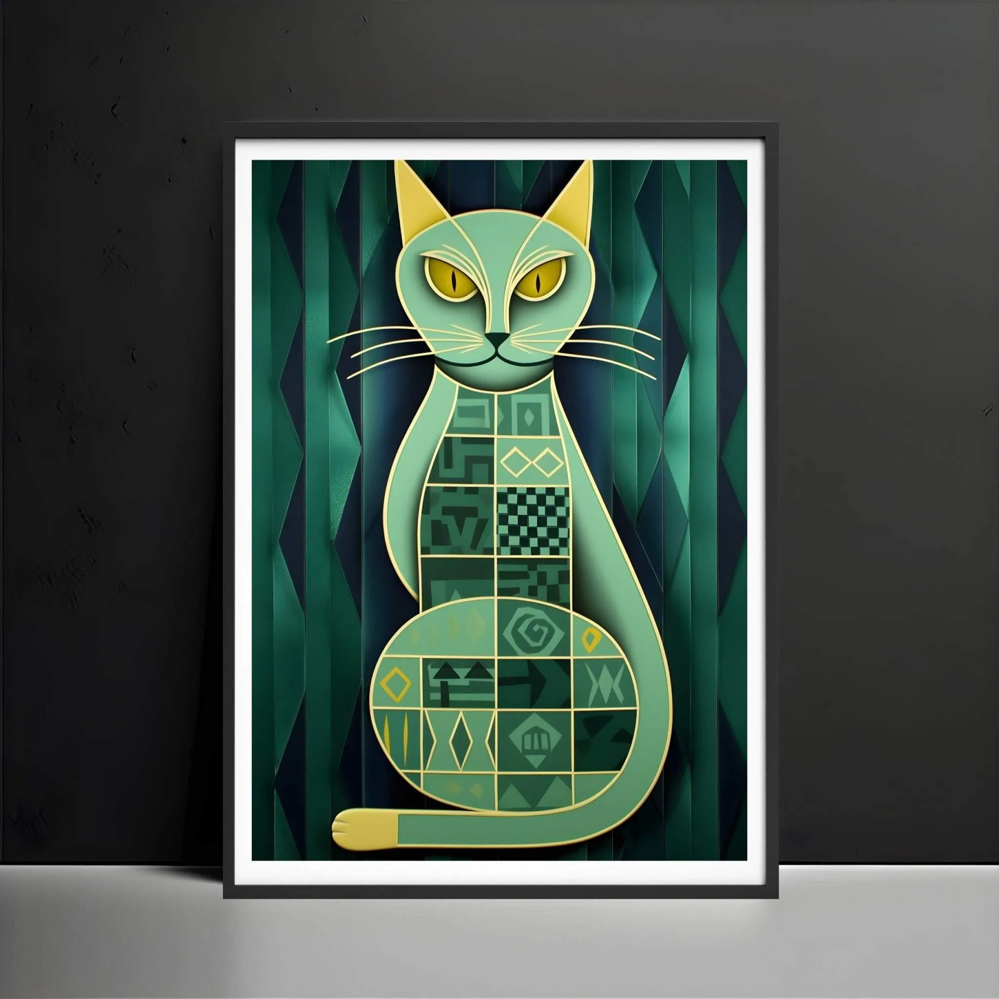 Green Cat Poster