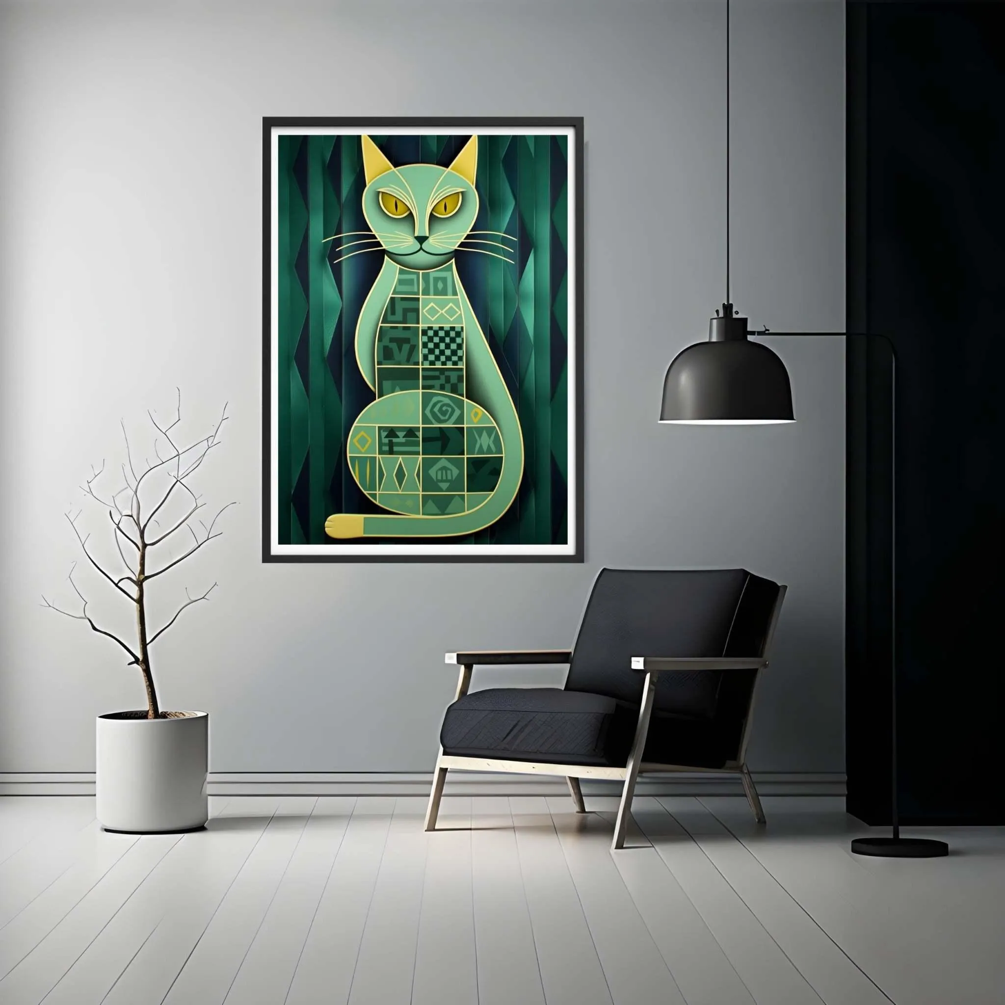 Green Cat Poster