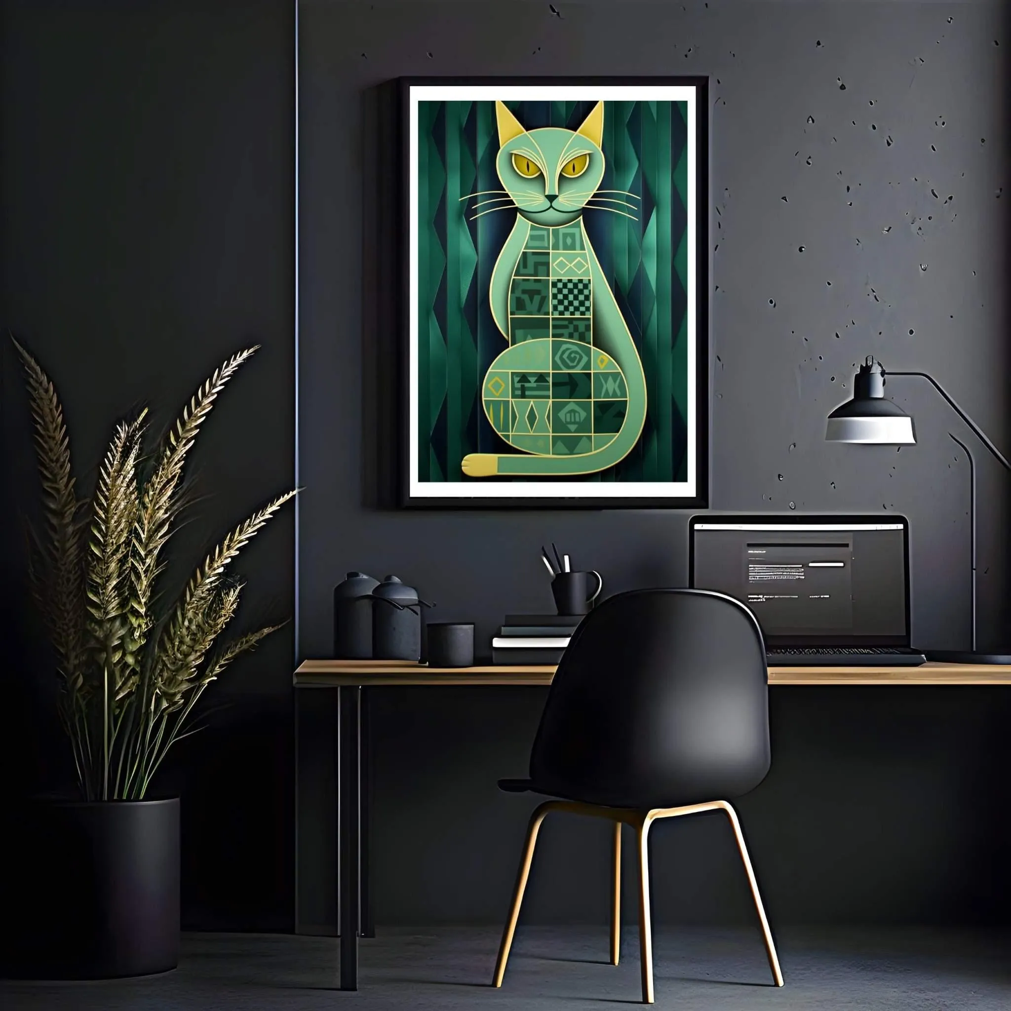 Green Cat Poster