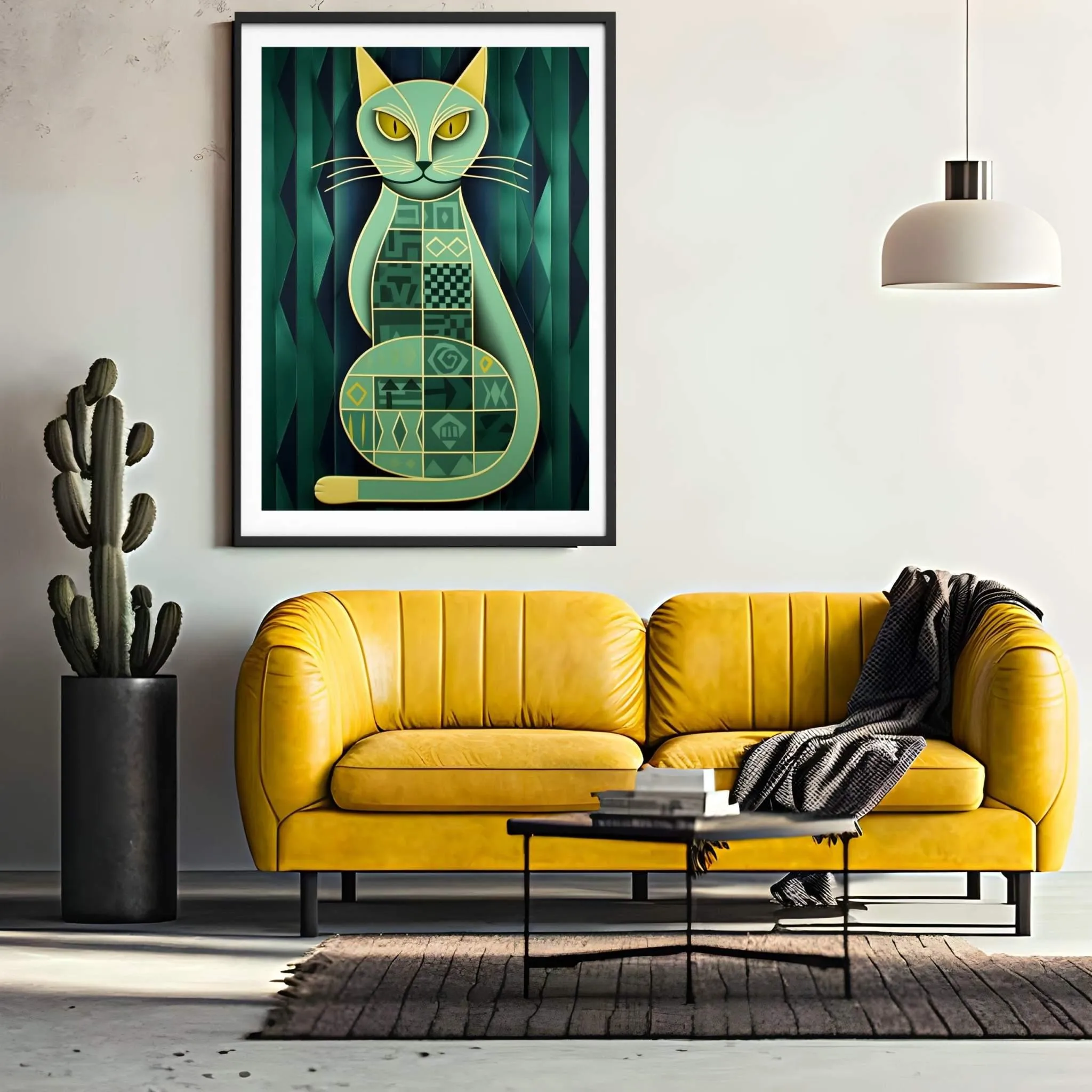 Green Cat Poster