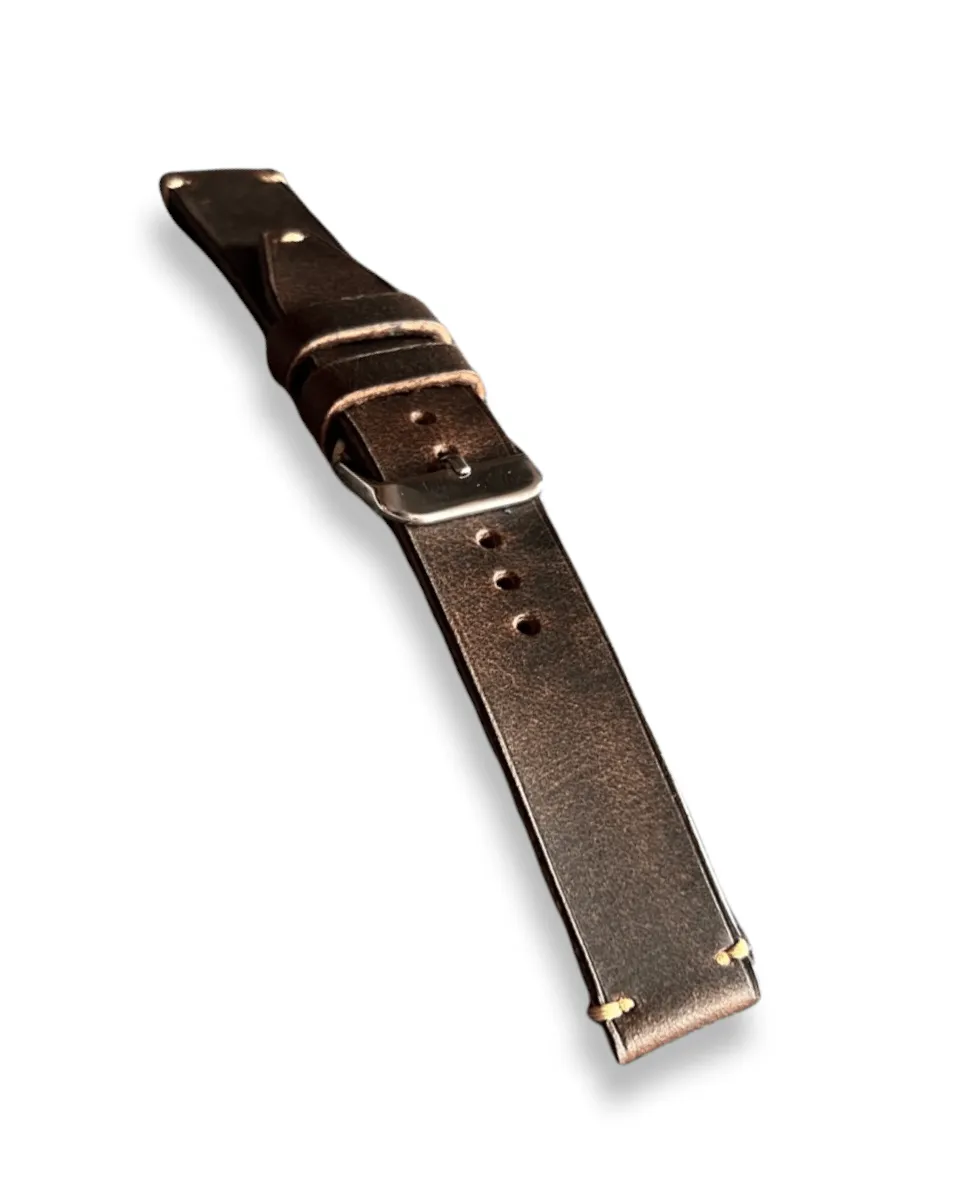 Handmade tobacco brown leather strap