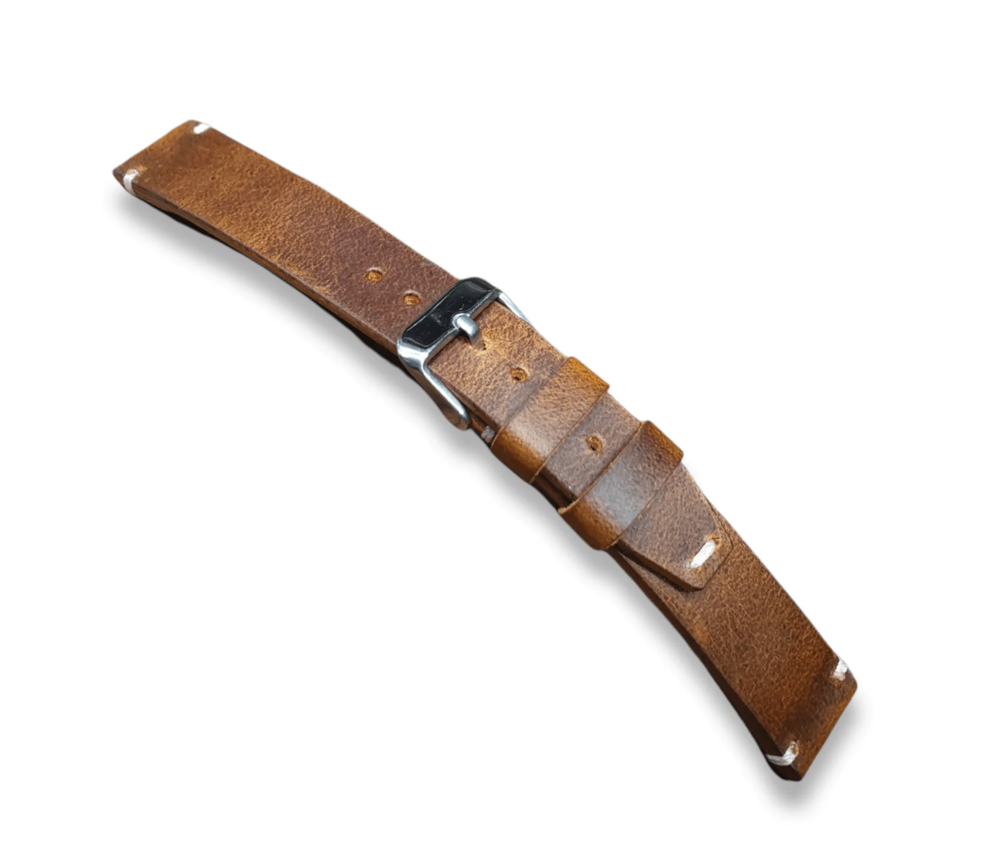 Handmade tobacco brown leather strap