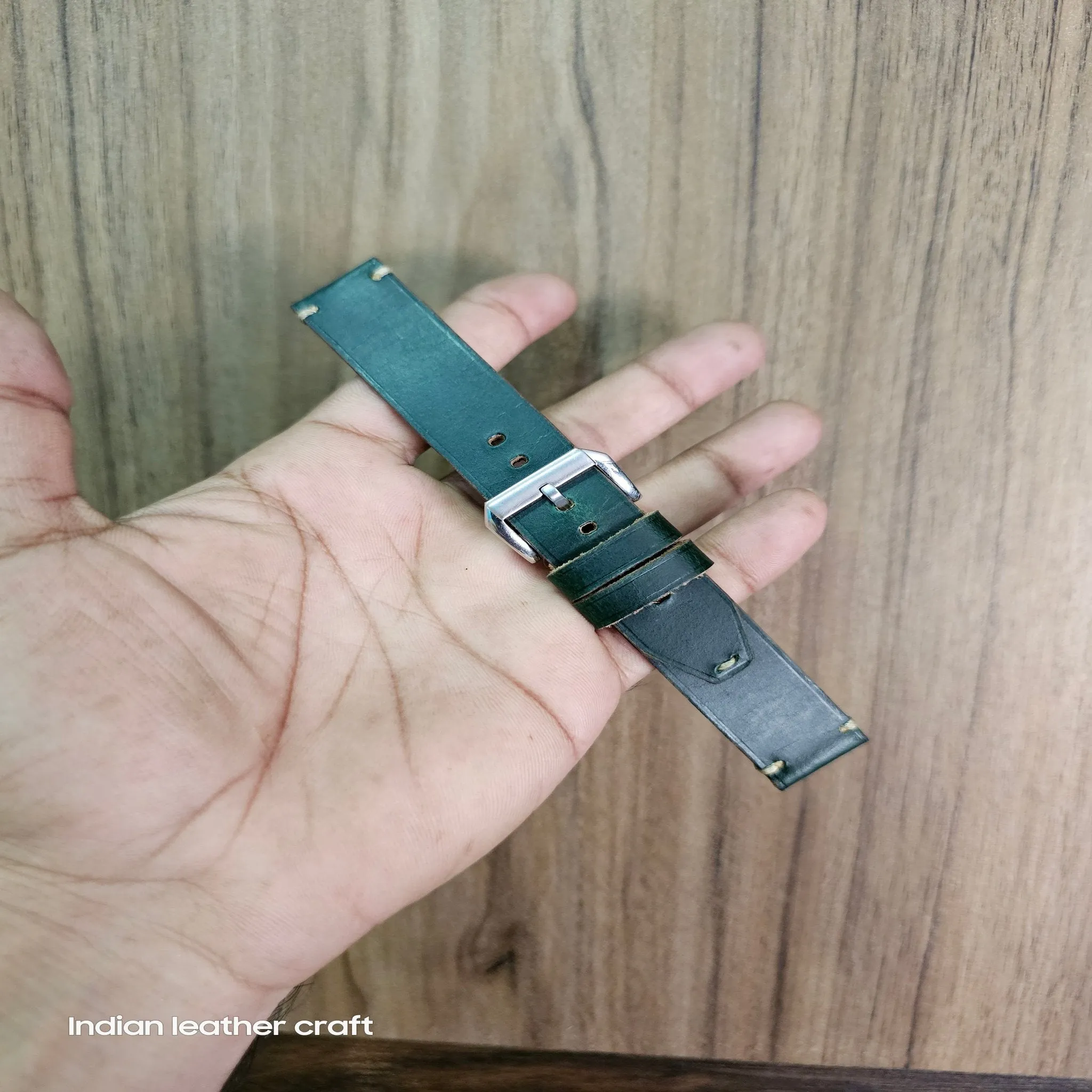 Handmade tobacco brown leather strap