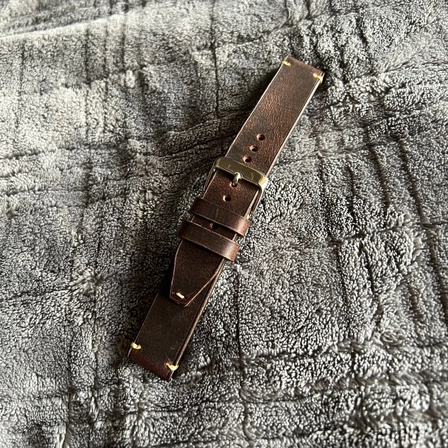 Handmade tobacco brown leather strap