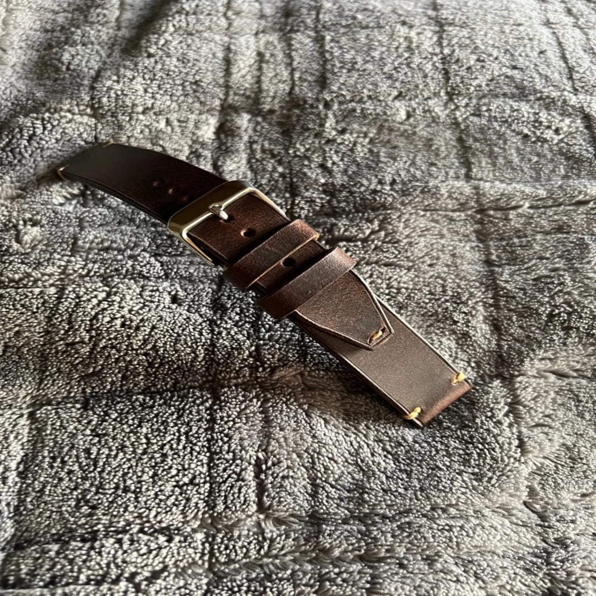 Handmade tobacco brown leather strap