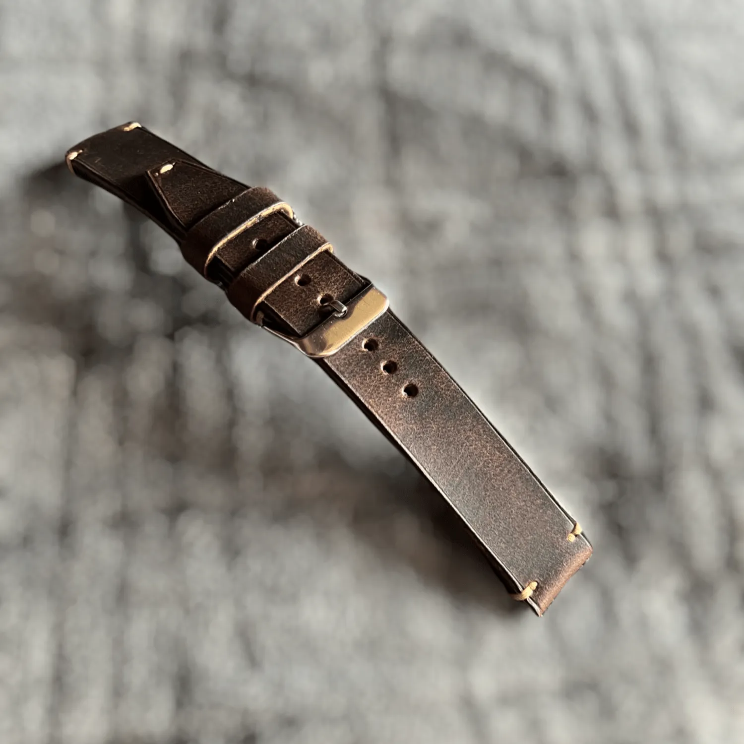 Handmade tobacco brown leather strap