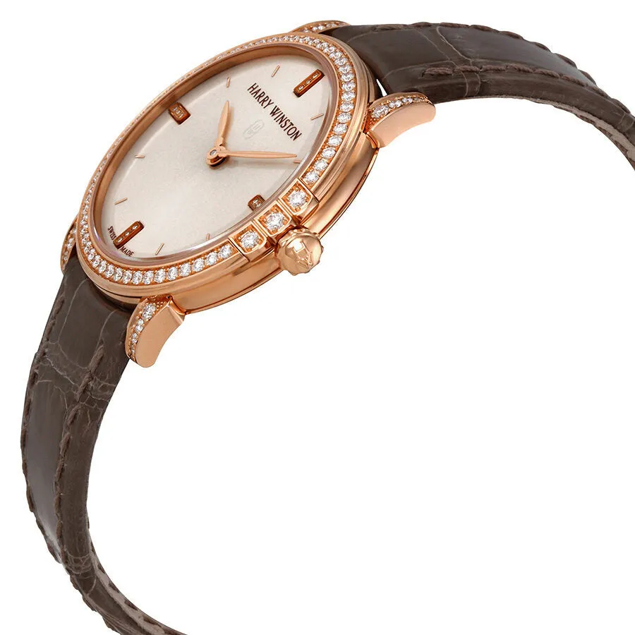Harry Winston Midnight Champagne Sunray Dial 18kt Rose Gold Diamond Ladies Watch MIDQHM32RR002