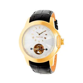 Heritor Automatic Windsor Semi-Skeleton Leather-Band Watch - Gold/Silver