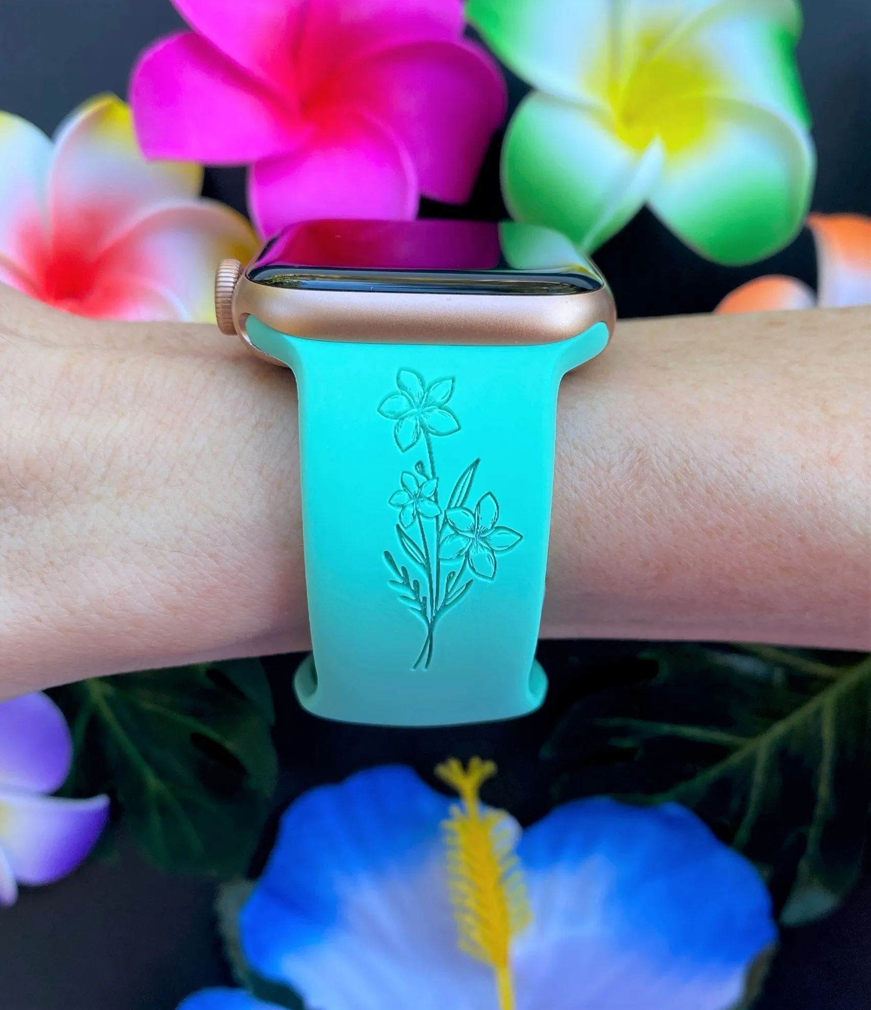 Hibiscus and Plumeria Flower Watch Band For Apple Watch