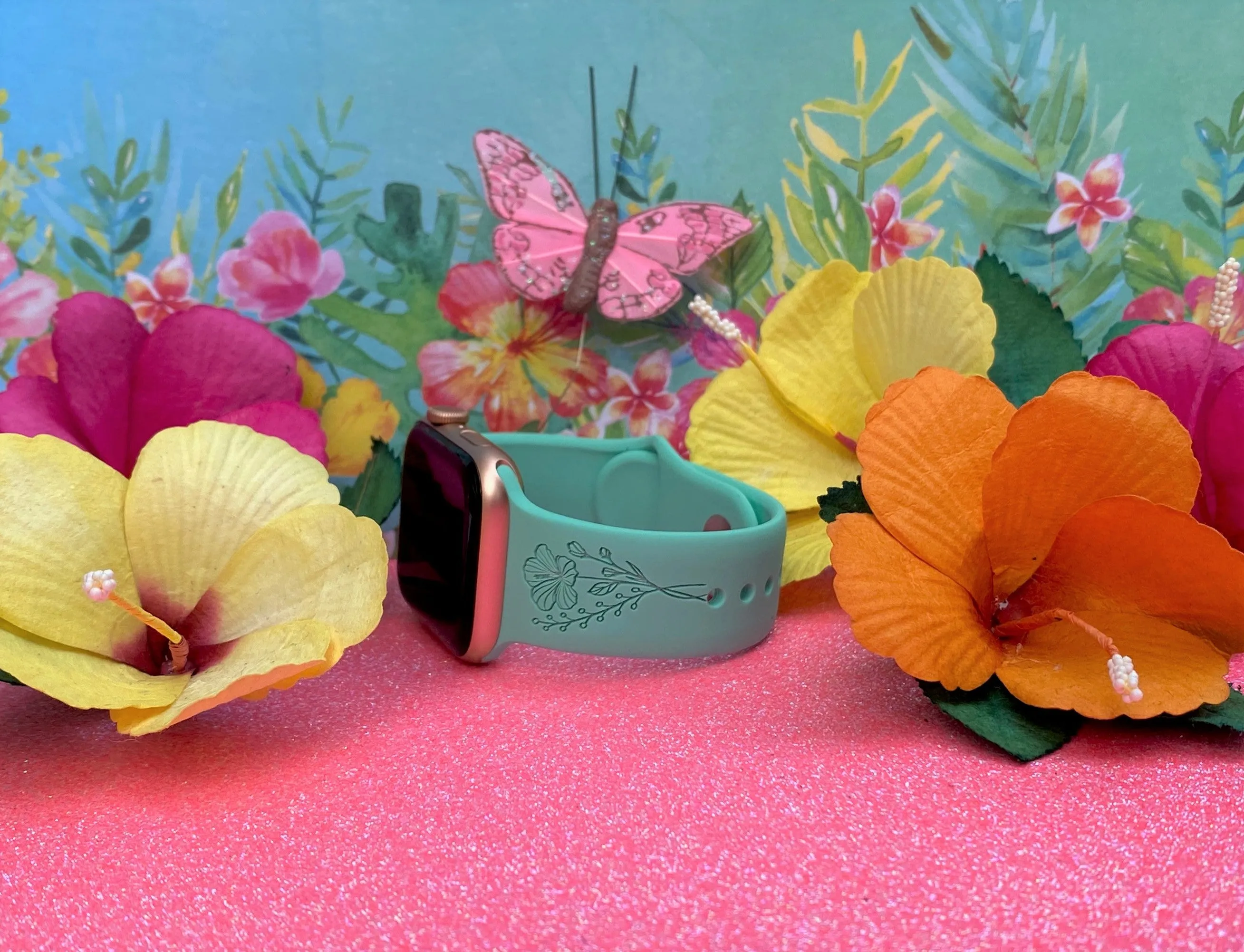 Hibiscus and Plumeria Flower Watch Band For Apple Watch