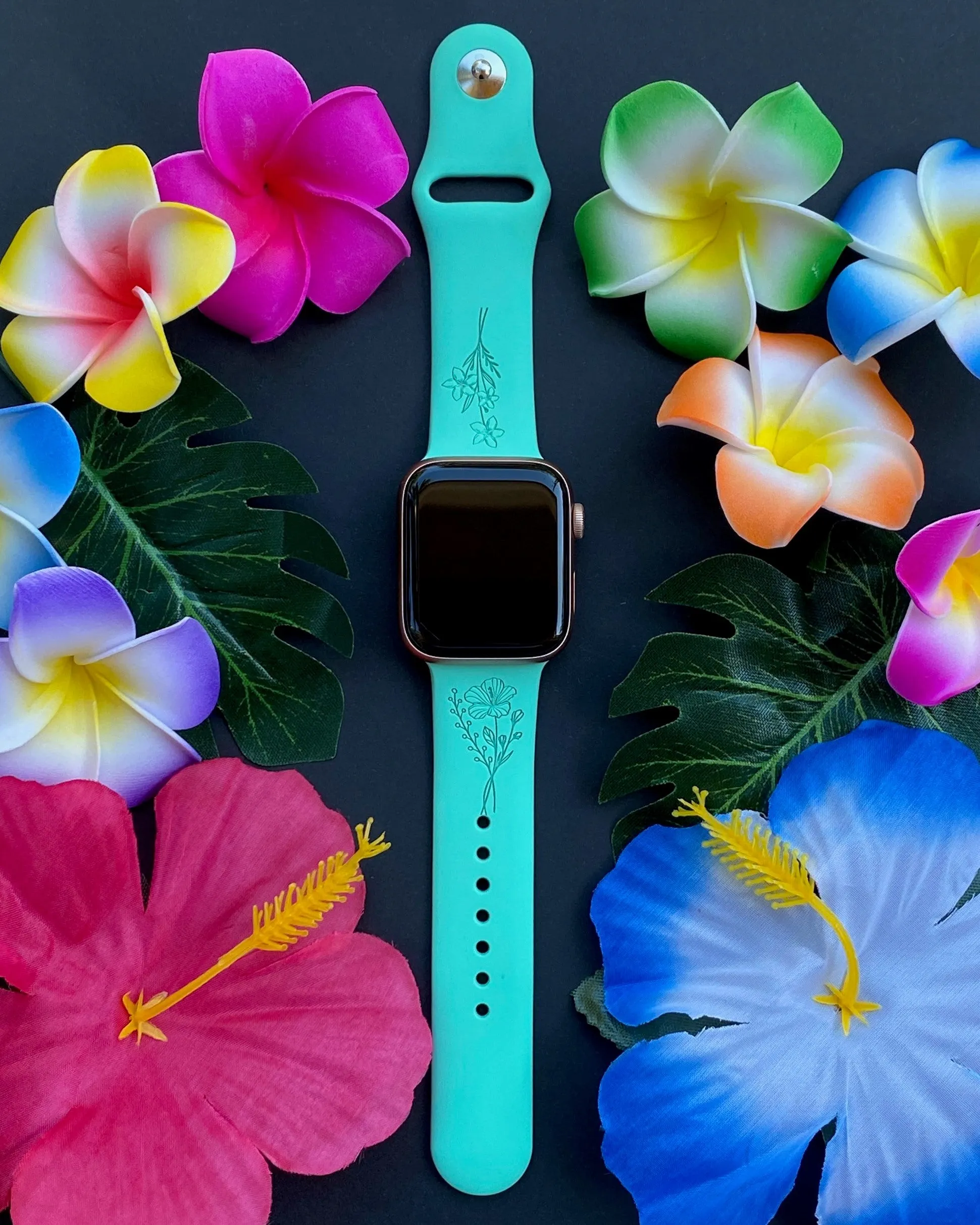 Hibiscus and Plumeria Flower Watch Band For Apple Watch