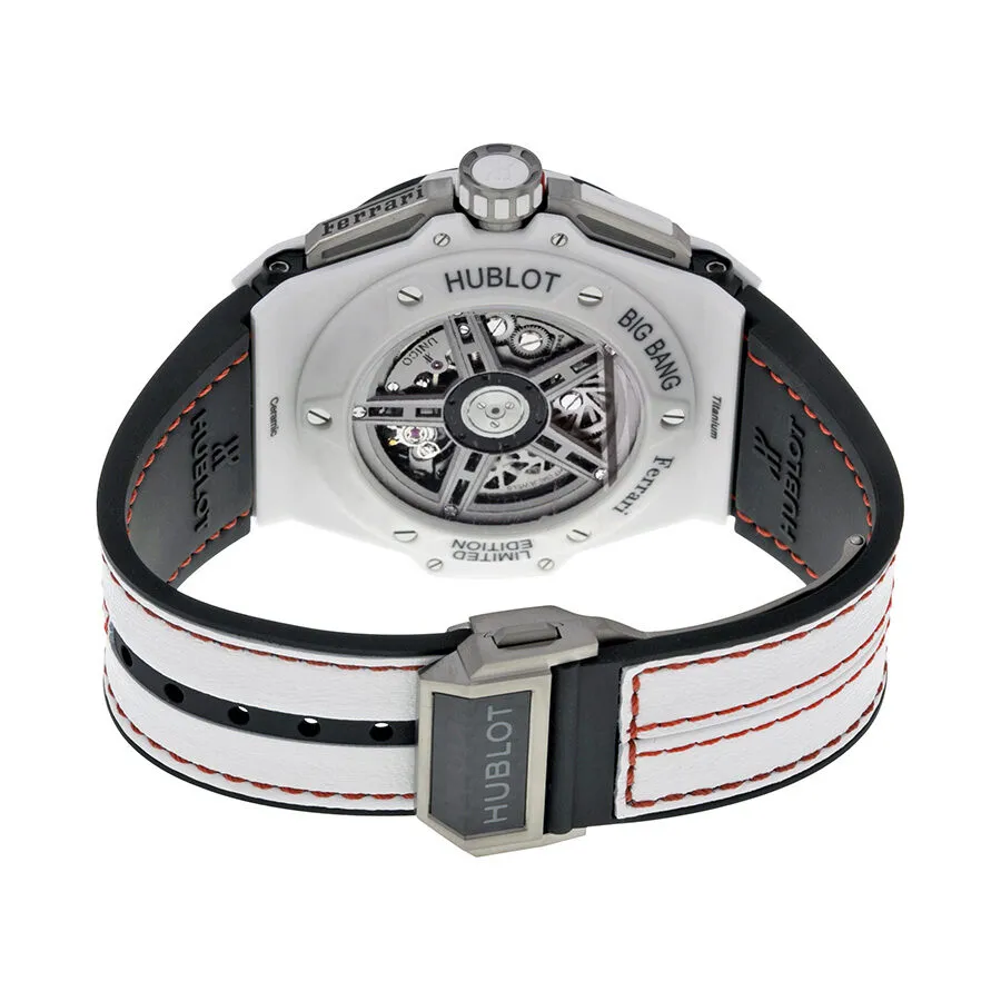 Hublot Big Bang Ferrari  Carbon Dial White Ceramic Skeleton Ceramic Men's Sports Watch 401.HQ.0121.VR