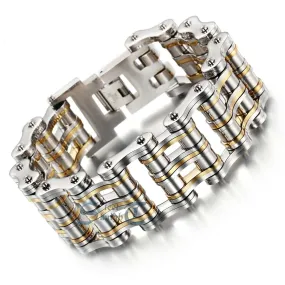 Huge Stainless Steel Motorcycle Bike Chain Wide Bracelet 8.2"