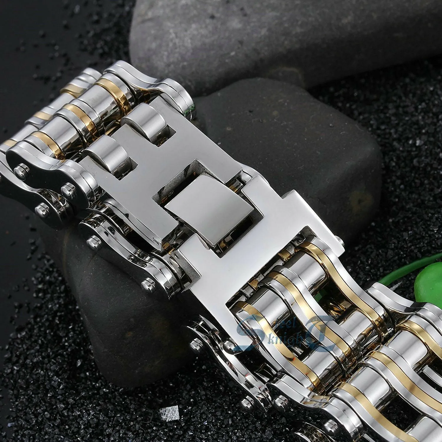 Huge Stainless Steel Motorcycle Bike Chain Wide Bracelet 8.2"
