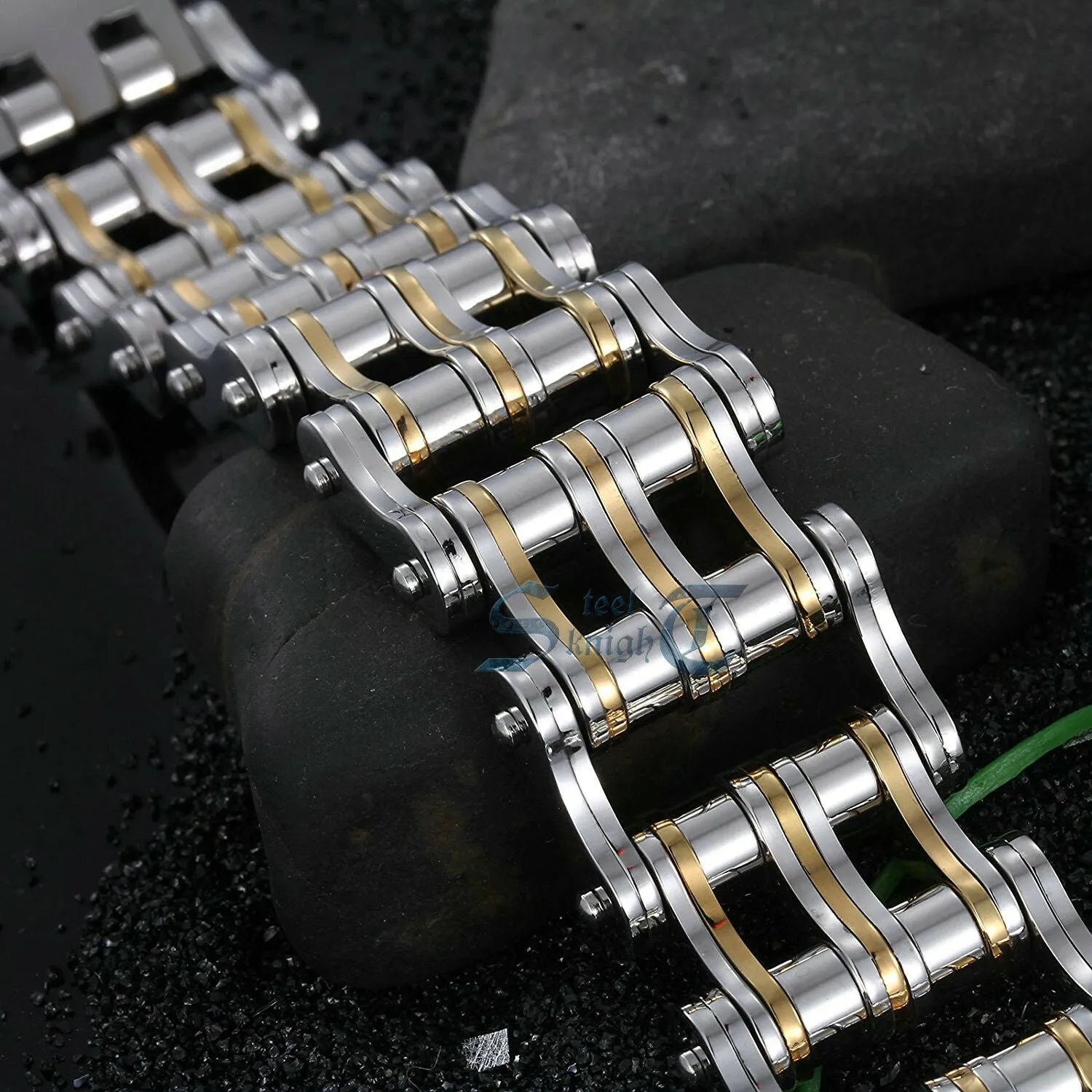 Huge Stainless Steel Motorcycle Bike Chain Wide Bracelet 8.2"