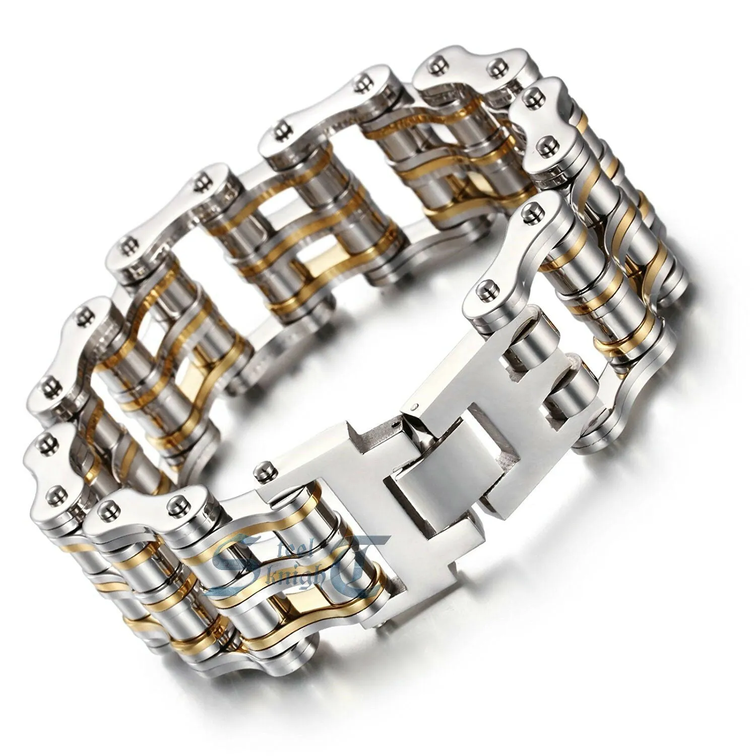 Huge Stainless Steel Motorcycle Bike Chain Wide Bracelet 8.2"